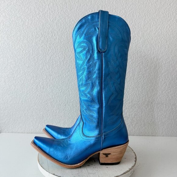 Lane SMOKESHOW Womens Cowboy Boots 10 Blue Western Cowgirl Mid Calf Pointed Toe - Picture 6 of 14